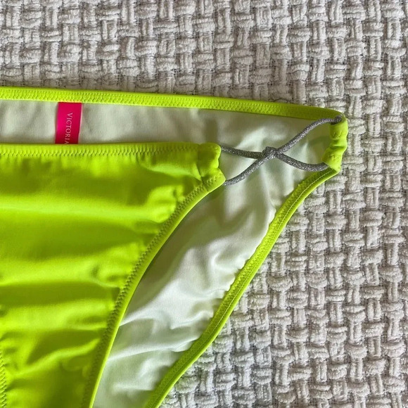 YELLOW Silver Victoria’s Secret Bikini Bottoms Size Small - Picture 3 of 6